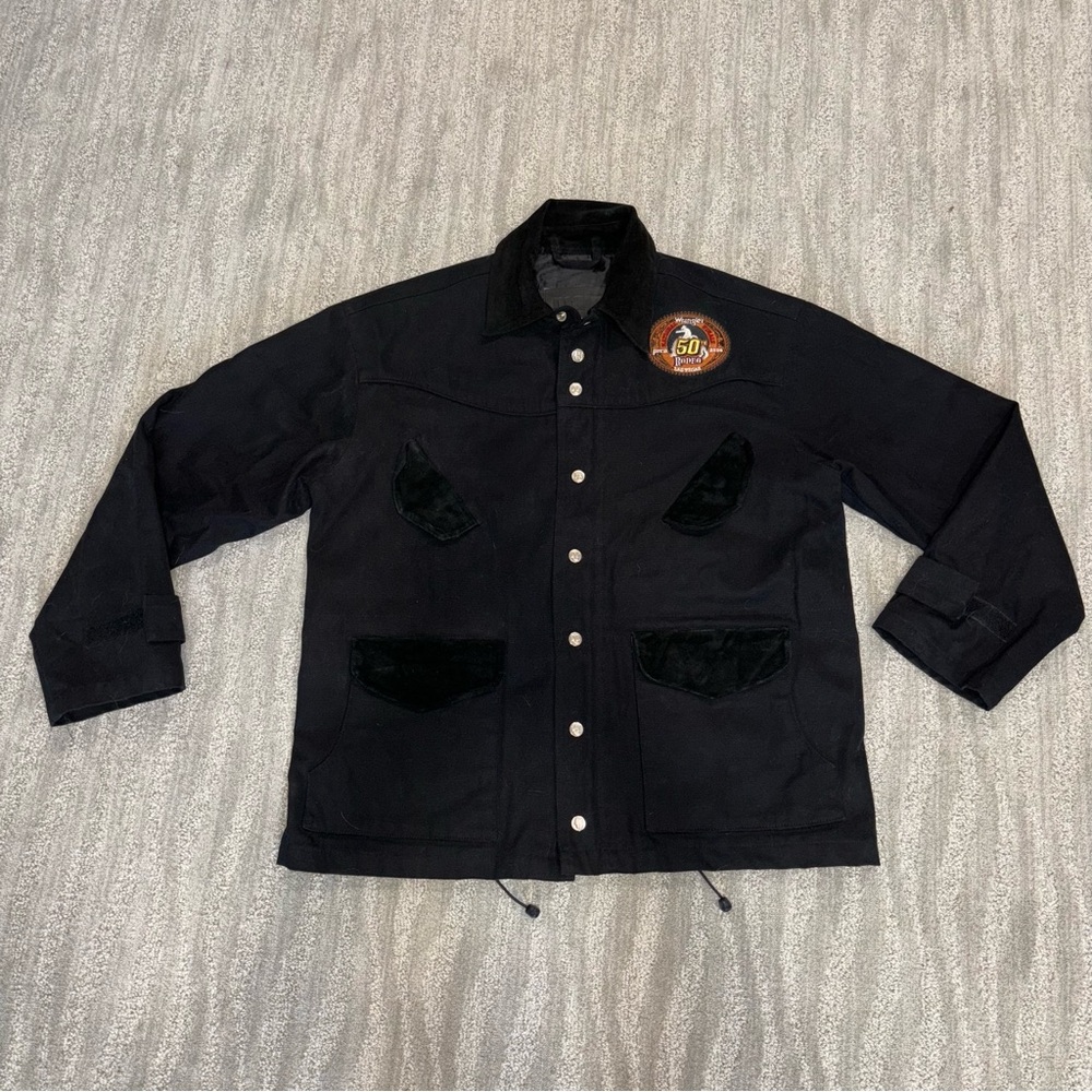 Wrangler PRCA 50th Rodeo Las Vegas Men’s Leather Detail Black Zip Up Coat Size L